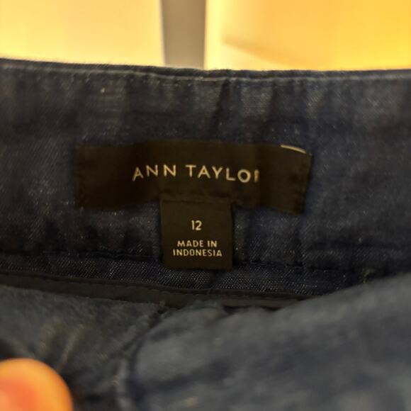 Ann Taylor NWOT Women's Linen Chambray High Rise Wide Leg Crop‎ Pants Size 12 - Picture 3 of 6